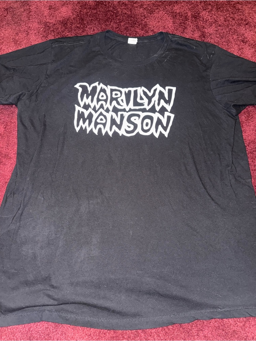 Marilyn Manson Script spellout Logo Graphic Black 100% Cotton TShirt Size XL